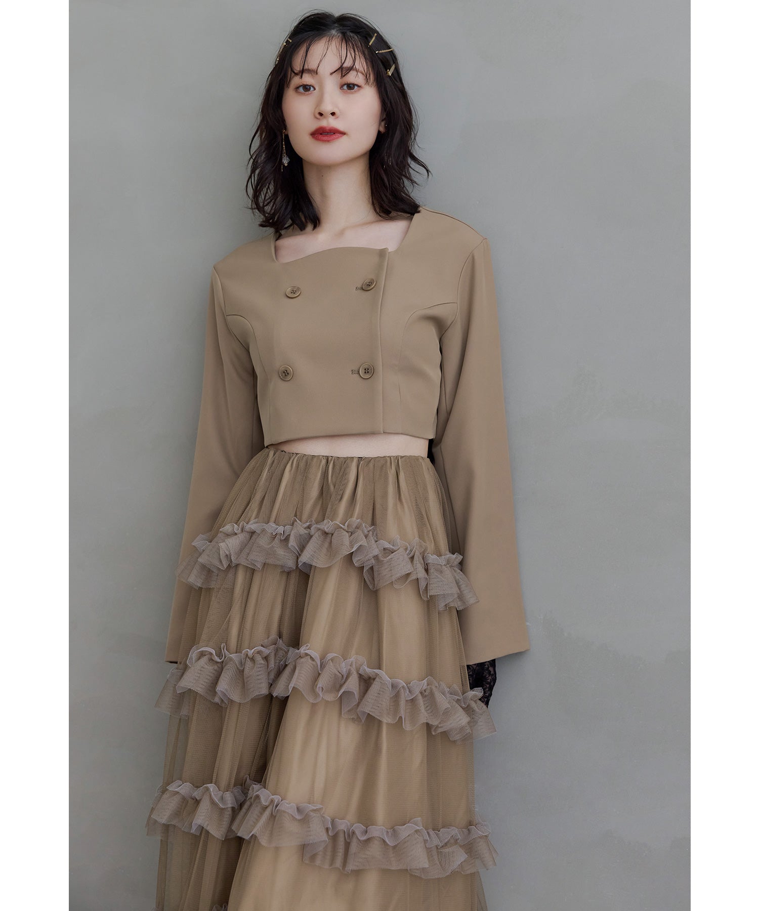 TAN 2018ss ドットチュール セットアップ フロッキー ドット チュール セットアップ
