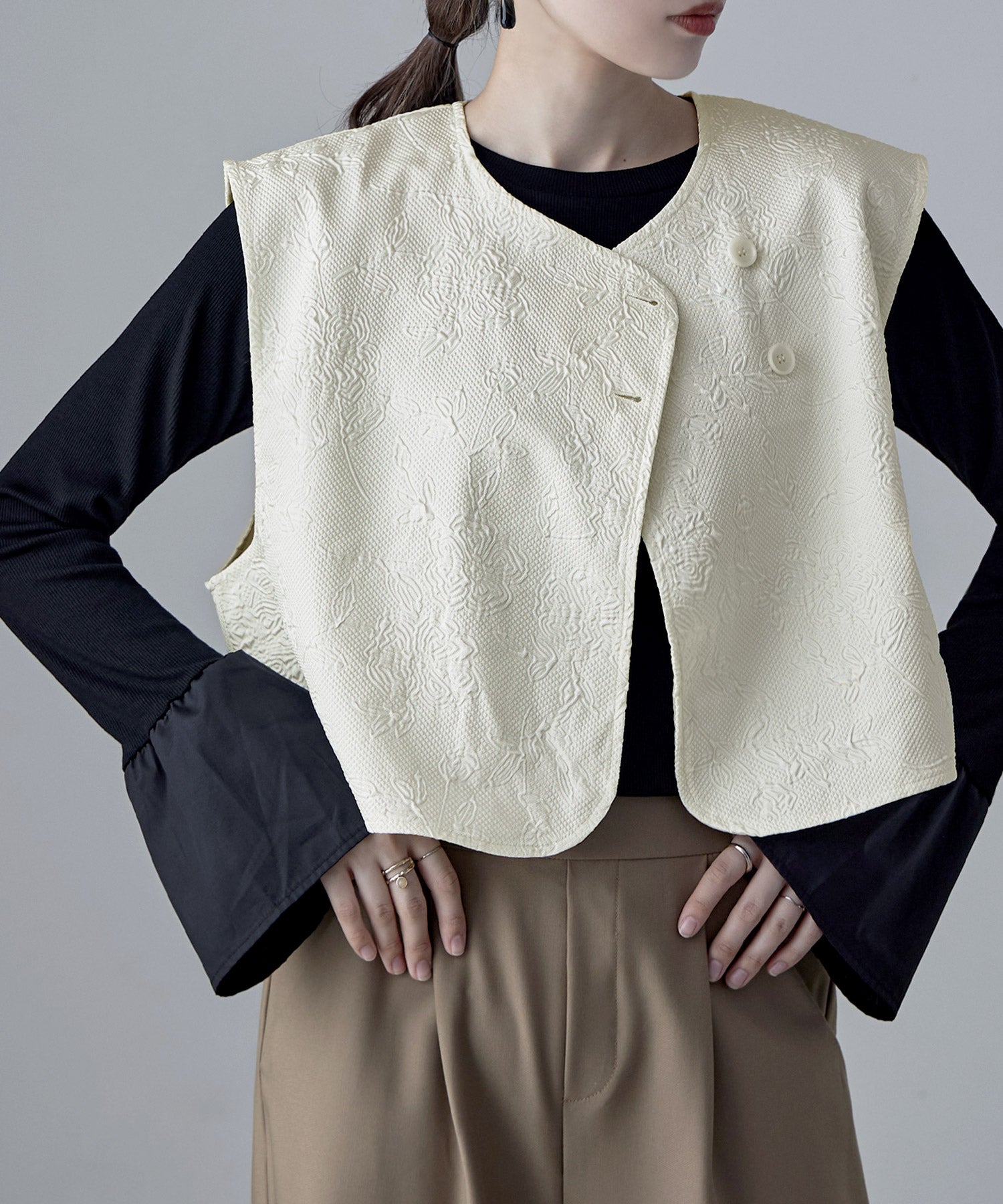 blank ジャガードベスト ジャガードクロップドベスト｜ベスト - etoll.