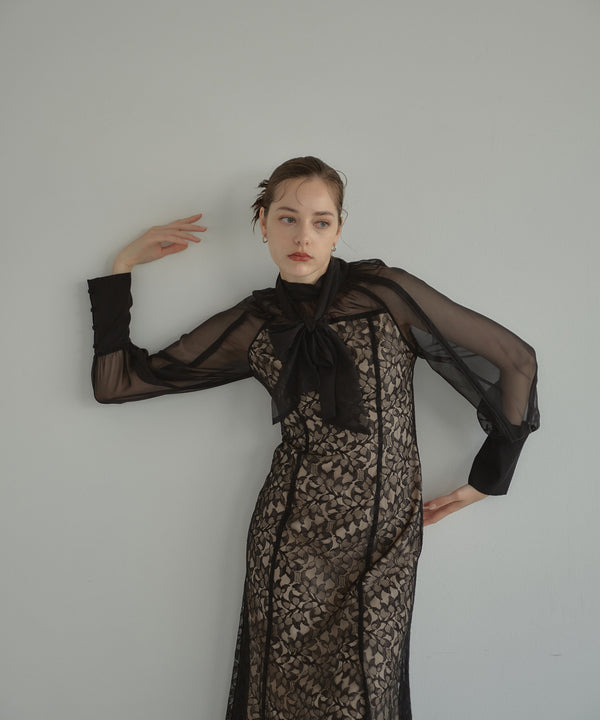 2wayリボンリーフレースドレス 結婚式ワンピース｜パーティードレス  