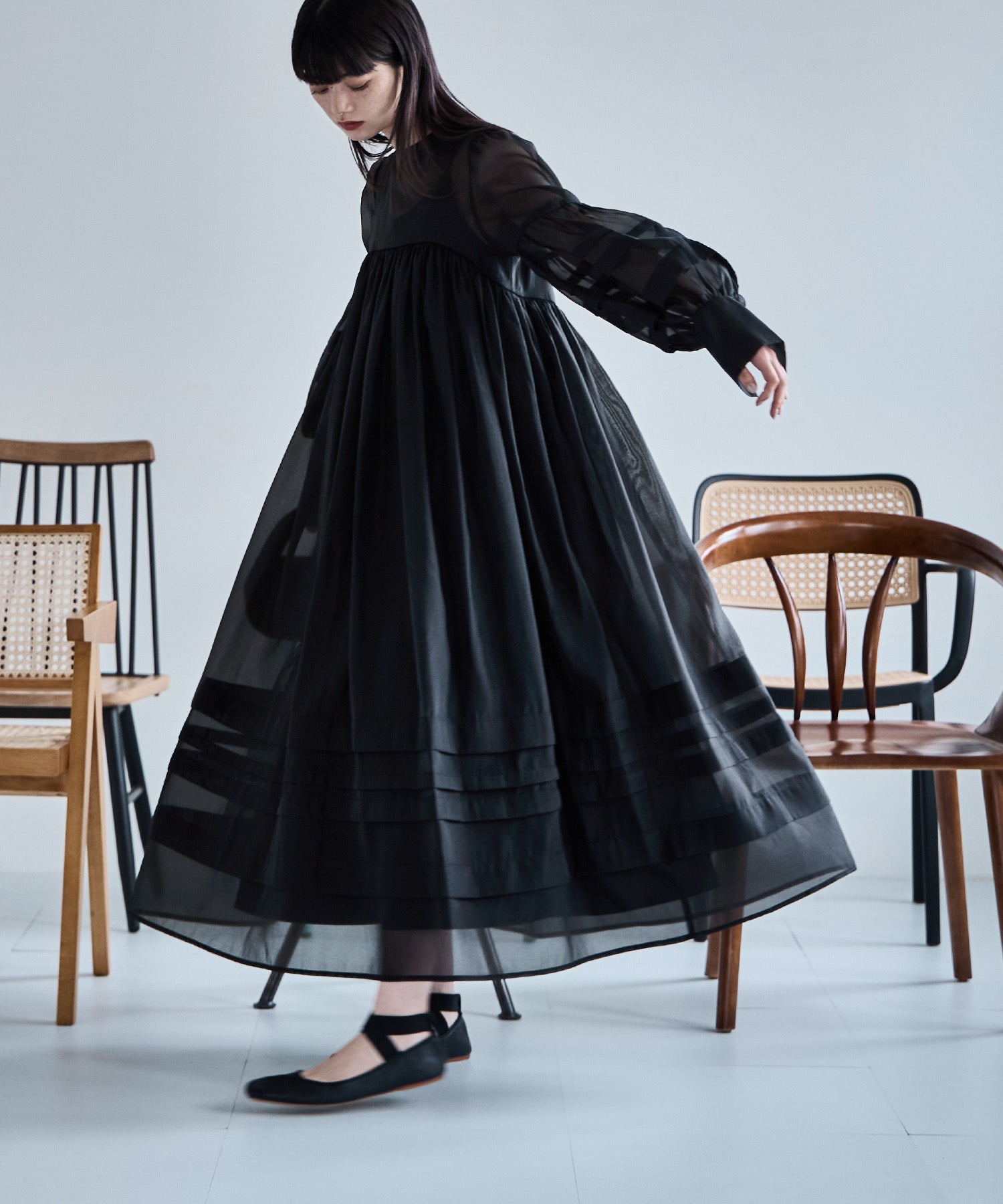 スーツ・フォーマル・ドレス etoll. Baby core sheer volume dress ベビーコアシアーボリュームドレス｜パーティードレス・結婚式
