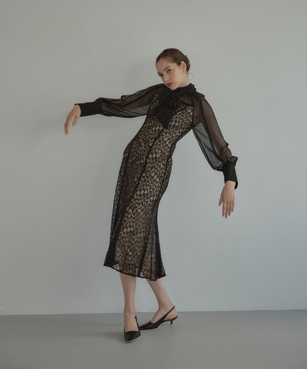 2wayリボンリーフレースドレス 結婚式ワンピース｜パーティードレス  