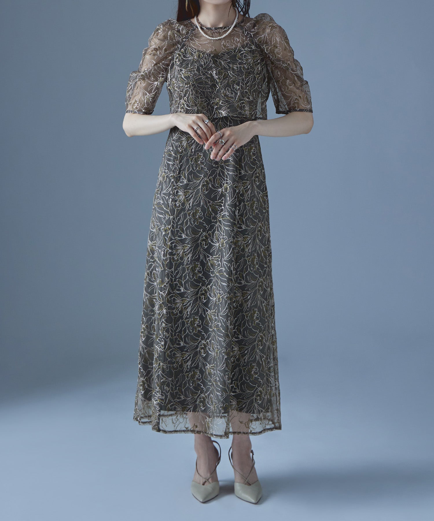 Embroidered lace layered dress