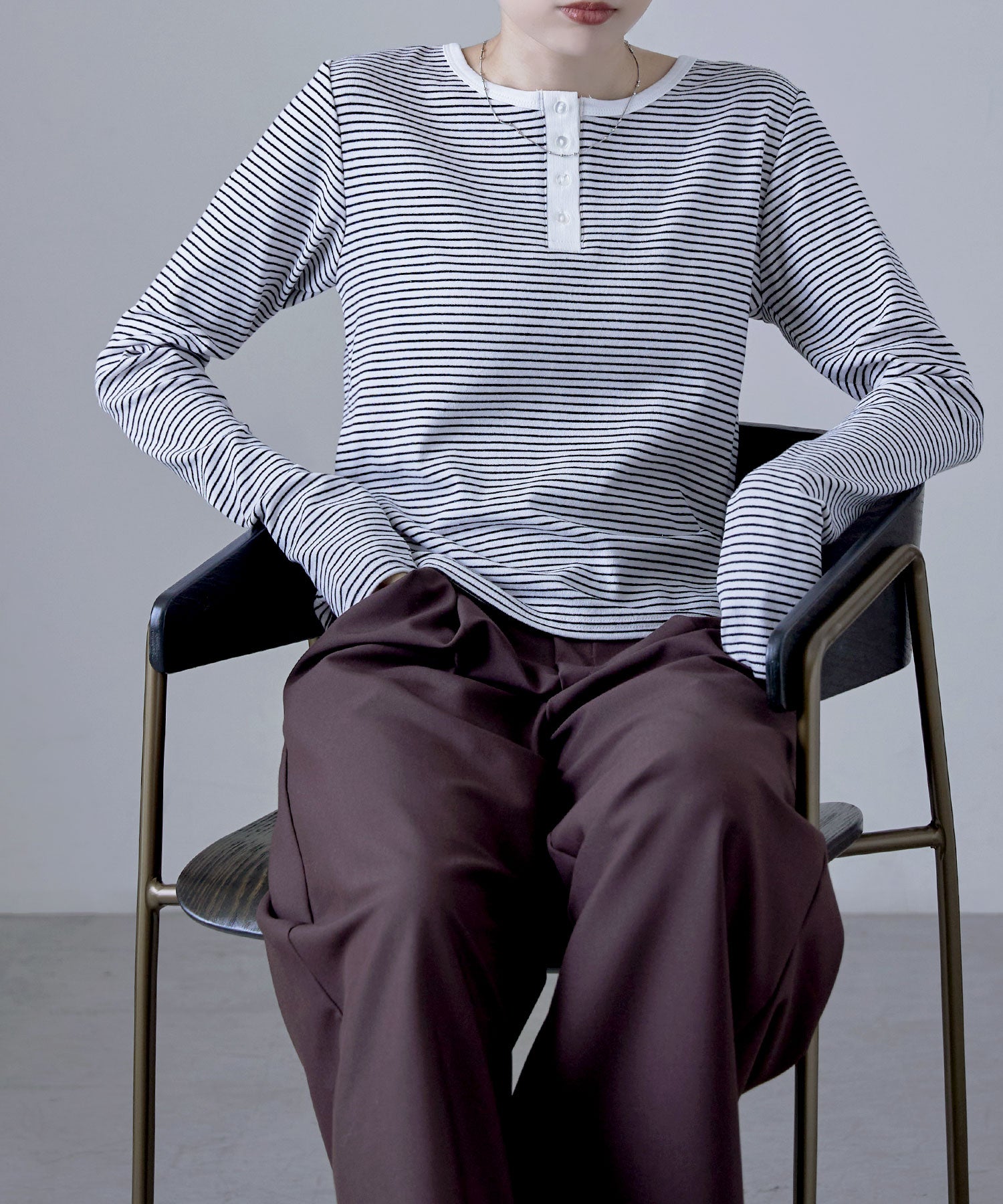 ヘンリーネック2wayボーダーロンT｜Tシャツ - etoll.