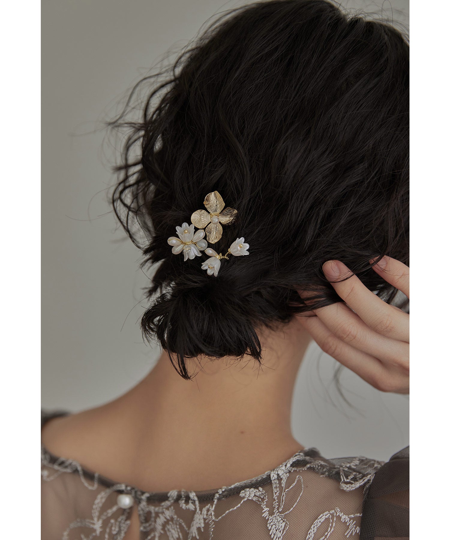 フラワーモチーフヘアピン3本セット Uピン パール ビーズ ヘア