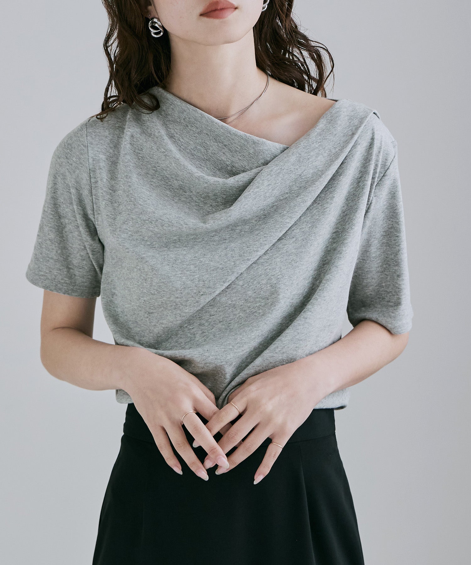 フロントドレープハーフスリーブトップス｜Tシャツ - etoll.