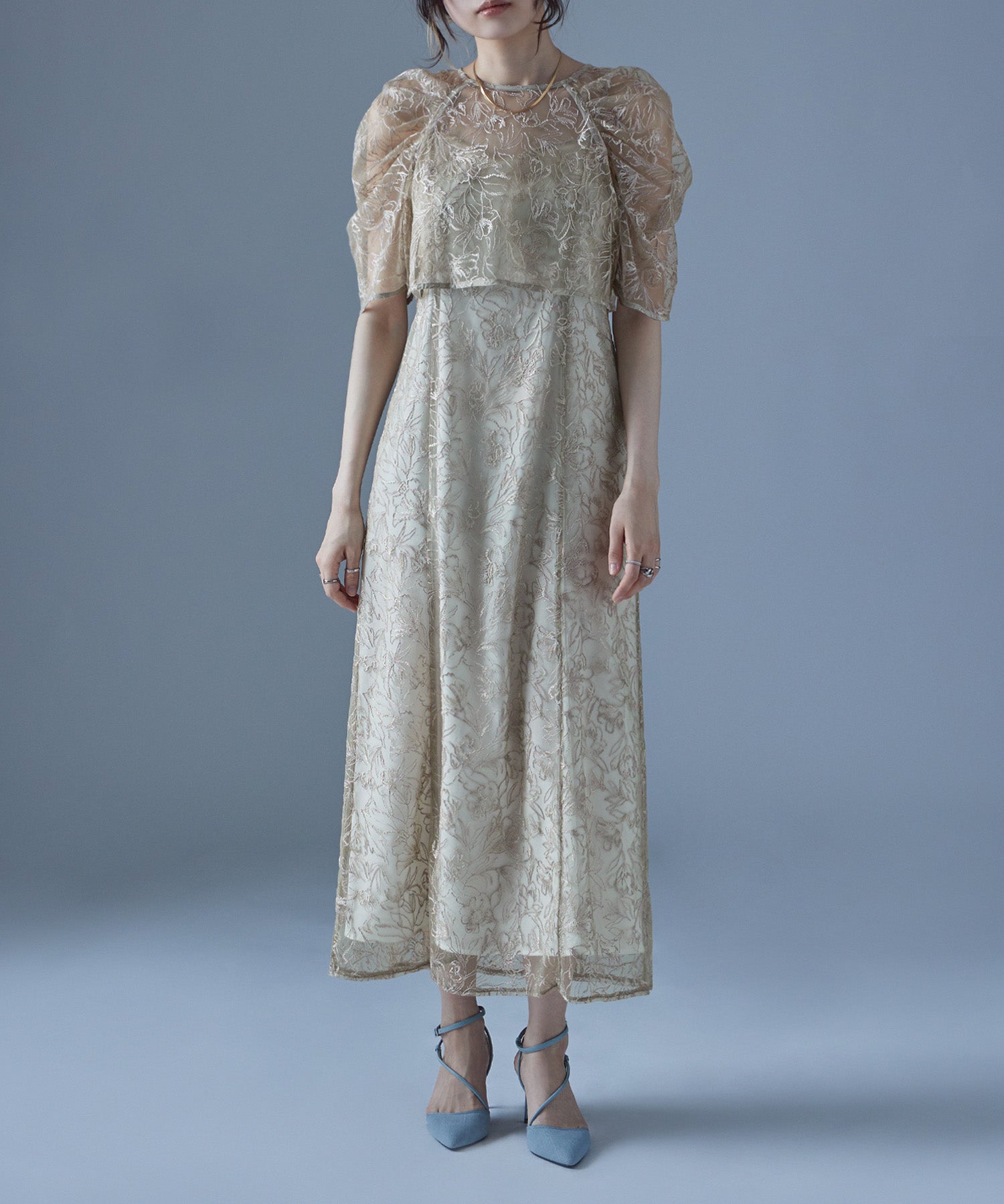 Embroidered lace layered dress
