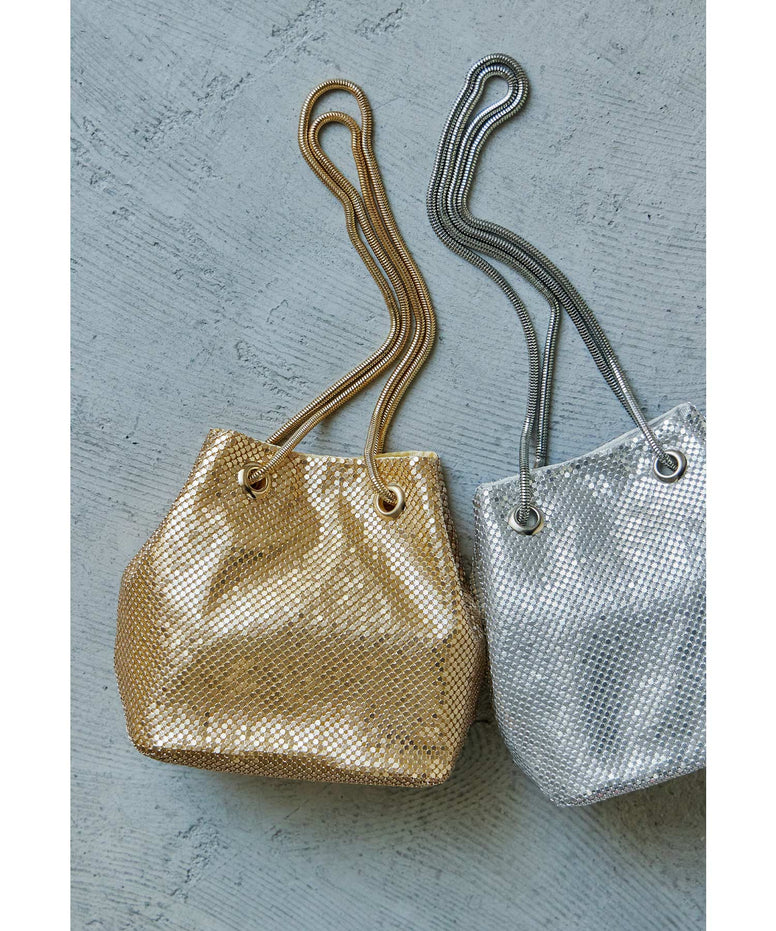 2wayメタルメッシュショルダーバッグ ROSANTICA パーティーバッグ 巾着 
