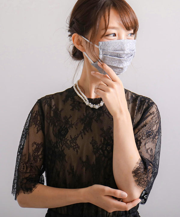 Fashion Letter 日本製 結婚式 レースマスク グレー