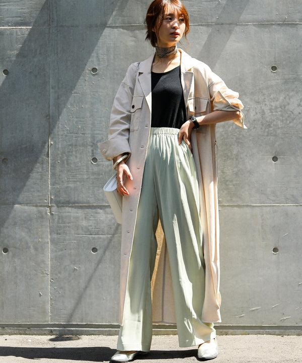 Fashion Letter フラップポケットロングシャツジャケット キナリ