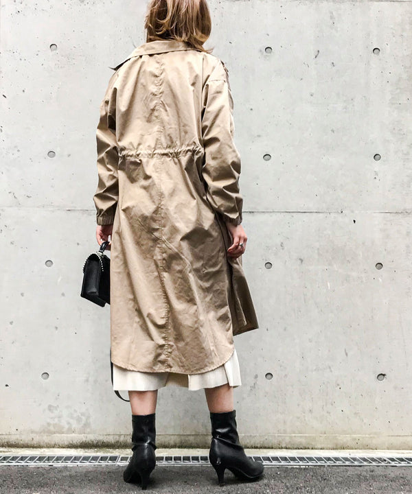 Fashion Letter ミリタリーロングコート ベージュ
