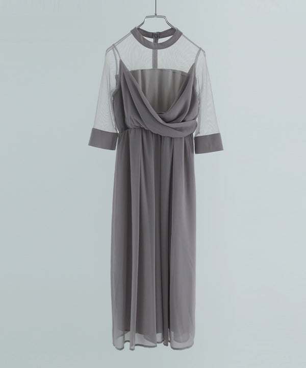 niana ラメチュール使いドレス グレージュ