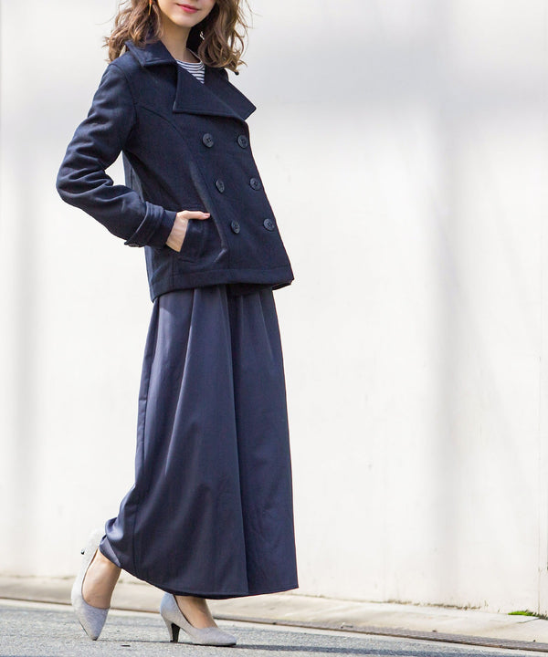 Fashion Letter メルトン ショート Pコート ネイビー
