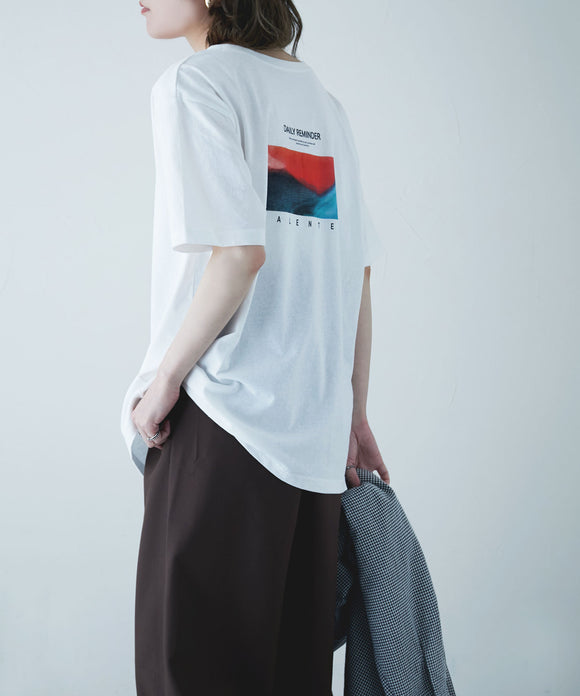 etoll. 綿天竺 フォトプリントTシャツ オフホワイト