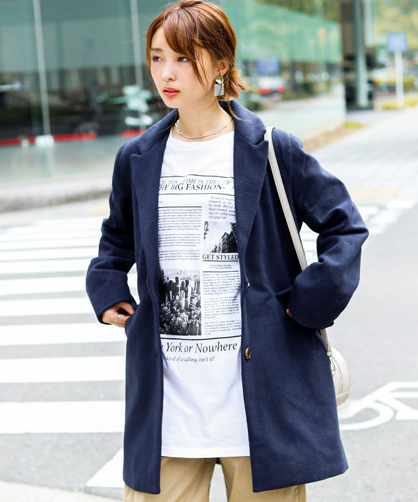 Fashion Letter 84丈モッサ チェスターコート ネイビー