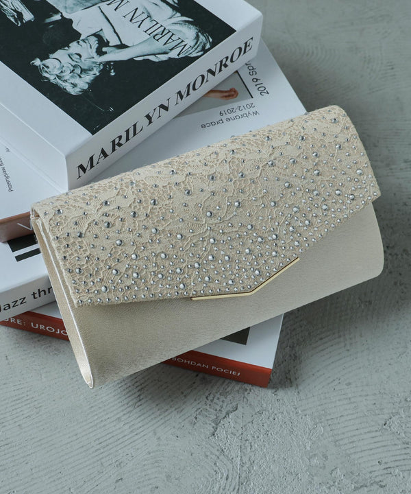 niana ラインストーンレースクラッチバッグ