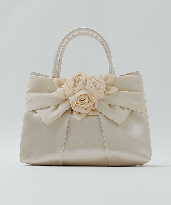 niana サテンハンドバッグ ベージュ