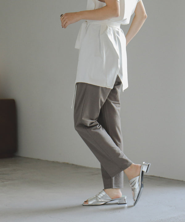 Fashion Letter リネン風テーパードパンツ チャコール