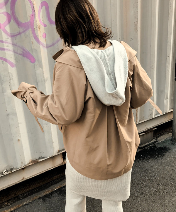Fashion Letter キャンディ袖ショートコート ダークキャメル