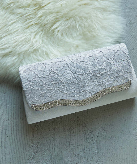 niana レース使いクラッチバッグ シルバー