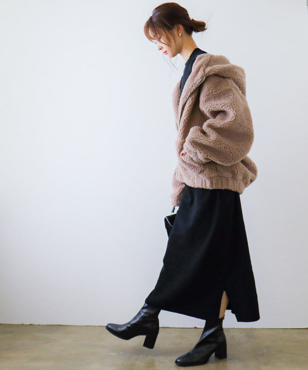 Fashion Letter ボアブルゾン ボリュームスリーブ ライトモカ