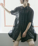 Fashion Letter 襟付きティアードチュニック ブラック