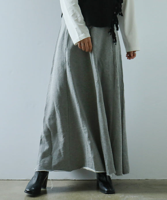 Fashion Letter スウェットフレアスカート ロング 杢グレー