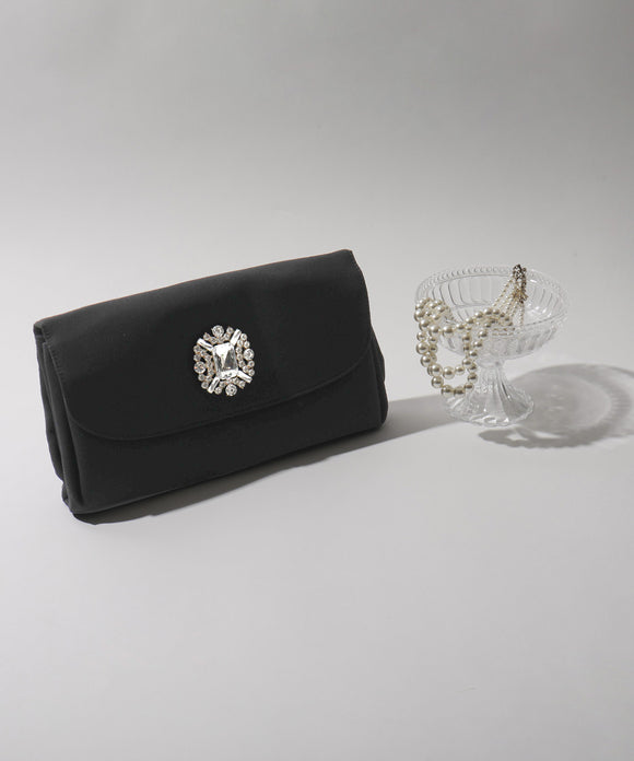 niana 大振りビジューの華やか パーティーバッグ ブラック