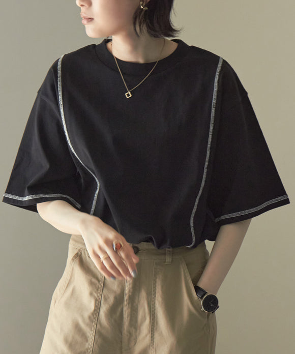 etoll. リンキングデザインTシャツ ブラック