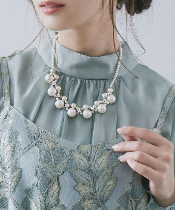 niana ランダムパールビジューネックレス オフホワイト