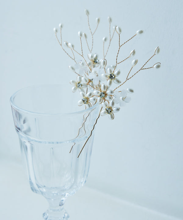 niana フラワービジューパールヘアピン 2ピースセット ゴールド