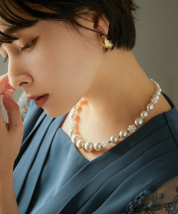 niana バックチャームパールネックレス シルバーゴールド