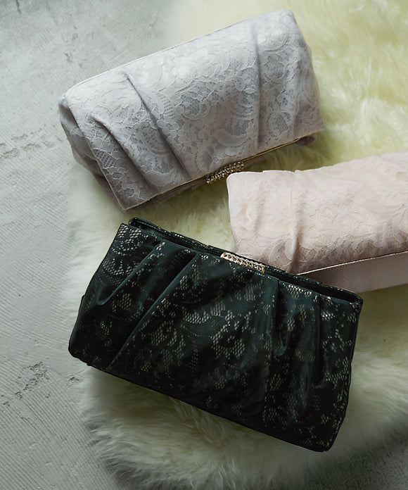 niana レース×オーガンジー パーティバッグ ブラック