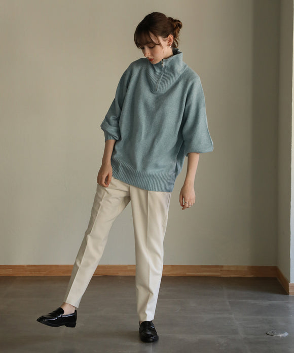 aity ハーフジップニットプルオーバー サックス