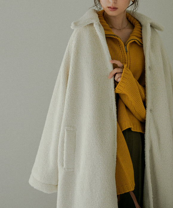 Fashion Letter ボアステンカラーコート アイボリー