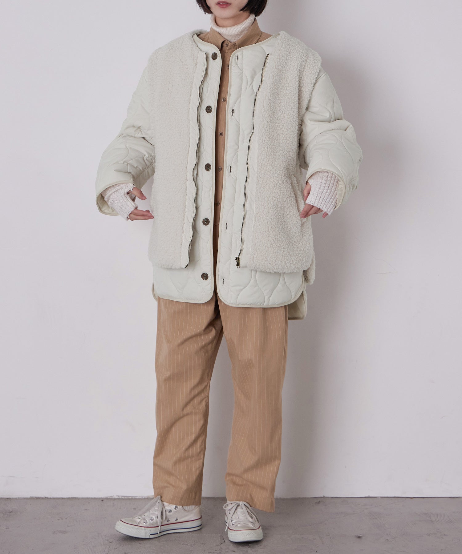 ボアベスト付きキルティングジャケット｜コート・ジャケット - Fashion