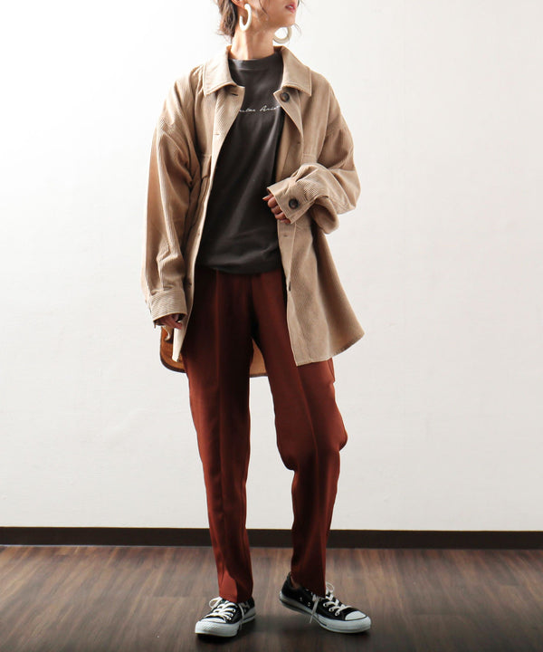 Fashion Letter CPO コーデュロイシャツジャケット ベージュ