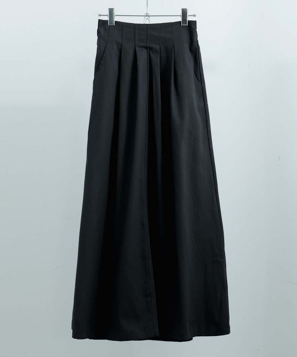 Fashion Letter バックシャーリングベルトAラインスカート ブラック