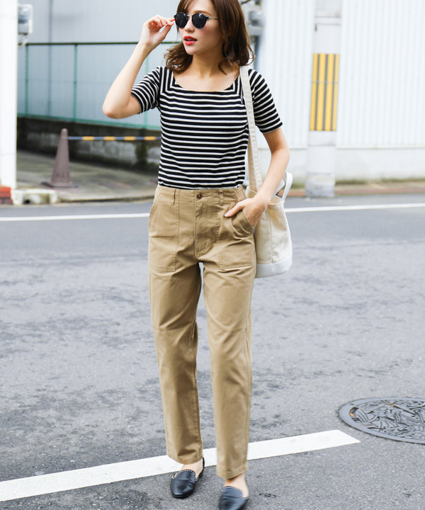 Fashion Letter ベイカーパンツ ベージュ