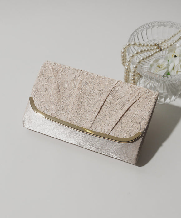 niana 同色レースパーティーバッグ ベージュ