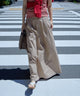 Fashion Letter バックシャーリングベルトAラインスカート ベージュ