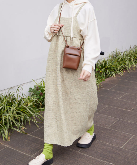Fashion Letter ツイードキャミワンピース ベージュ