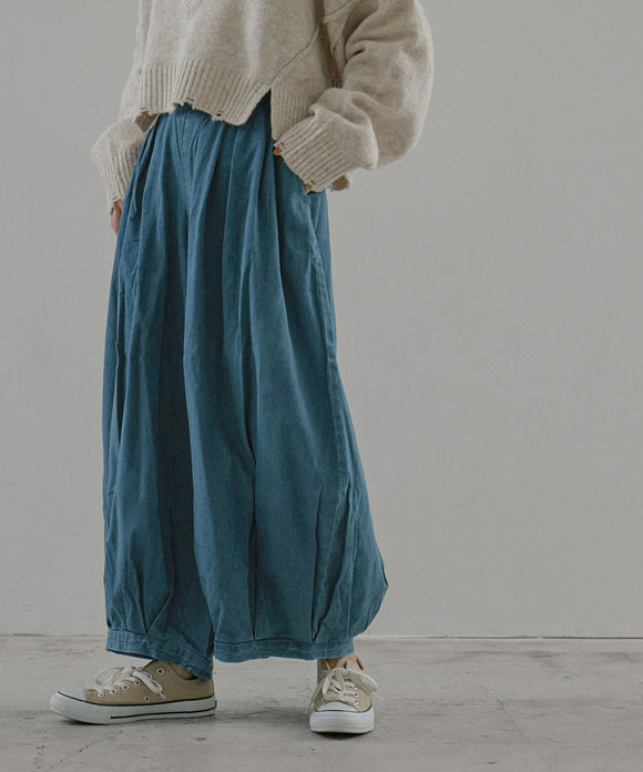 Fashion Letter キュロットピエロデニムパンツ ブルー