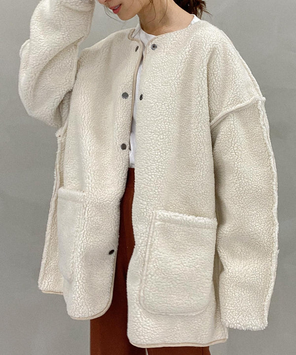 Fashion Letter フェイクムートンリバーシブルジャケット エクリュ