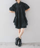 Fashion Letter 襟付きティアードチュニック ブラック