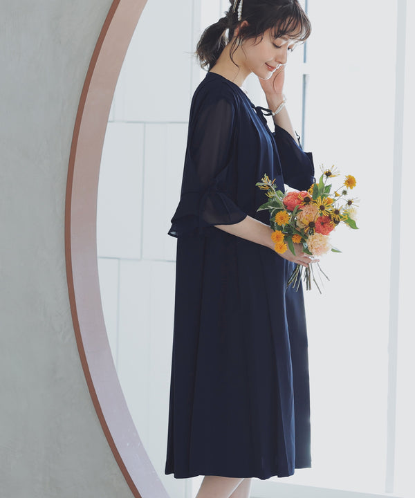 niana 授乳口付マタニティドレス ネイビー
