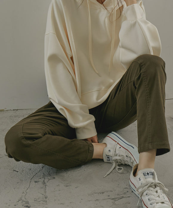 Fashion Letter ウエストリブツイルサルエルパンツ カーキ