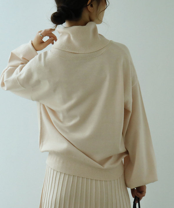 Fashion Letter オフタートルオープンネックニット ベージュ
