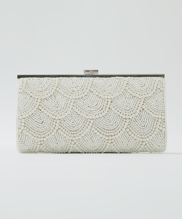 niana パール&ビーズパーティーバッグ ベージュ