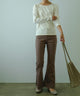 Fashion Letter カットリブパフショルダーカットソー アイボリー