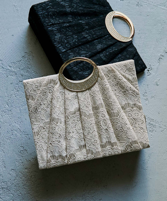 niana レース金具ハンドルバッグ ベージュ